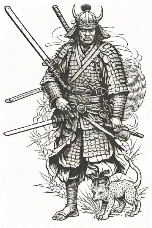 samurai hunting with a goshawk tattoo design idea