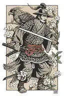 samurai hunting with a goshawk tattoo design idea