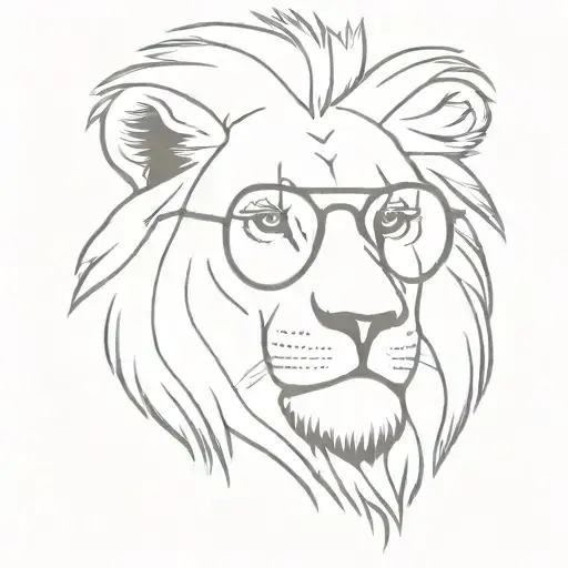 lion wearing John Lennon glasses tattoo design idea