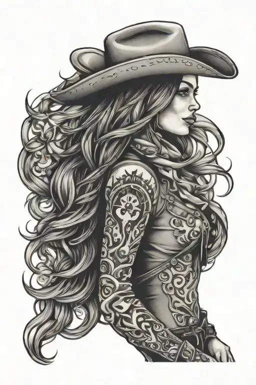 cowgirl tattoo arm sleeve tattoo design idea