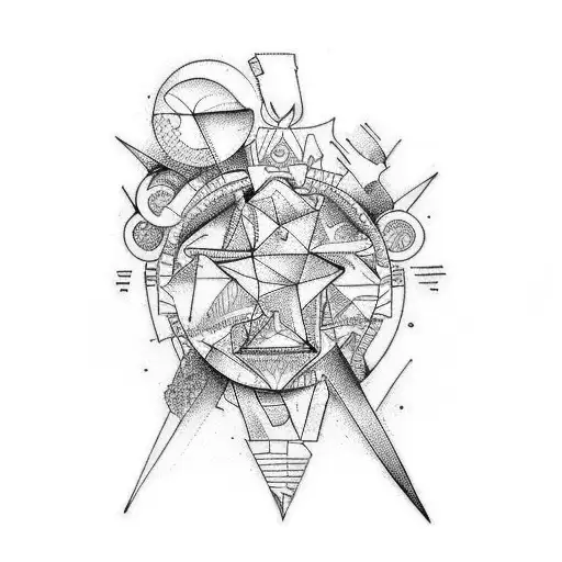 tattoo design, black ink, geometric design, simple, | Stable Diffusion