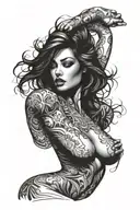 sexy woman posing tattoo design idea