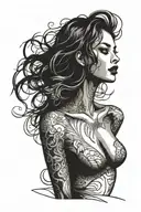 sexy woman posing tattoo design idea