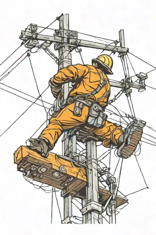 lineman working on power lines tattoo design idea