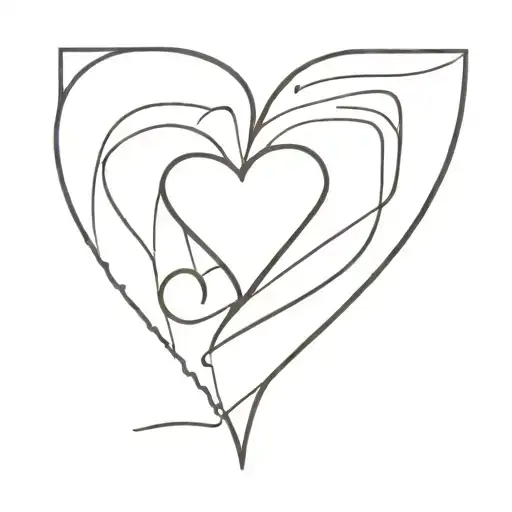 A minimalist tattoo of a heart-shaped vinyl record with the name 'Romero' subtly integrated into the design tattoo design idea