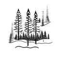 A minimalist tattoo of a winter forest hike trail map tattoo design idea