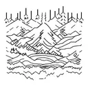 A minimalist tattoo of a winter forest hike trail map tattoo design idea
