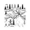 A minimalist tattoo of a winter forest hike trail map tattoo design idea