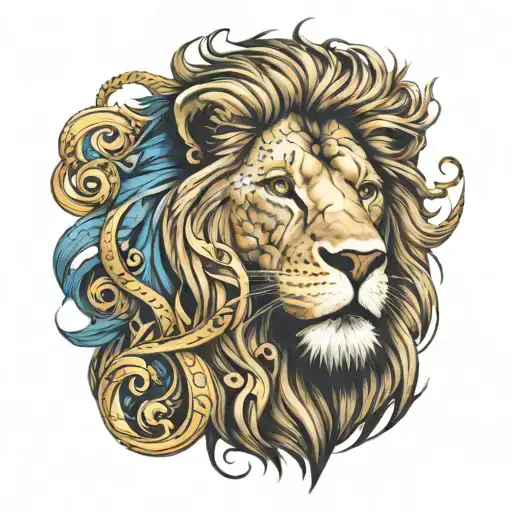 lion with 222 numbers tattoo design idea