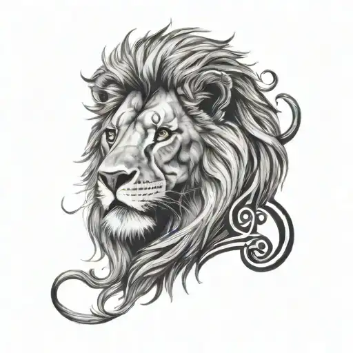 lion with 222 numbers tattoo design idea