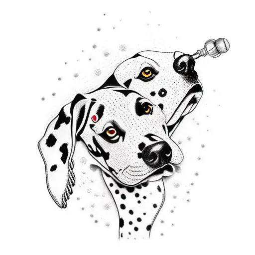 dalmatian with biomechanical leg tattoo design idea