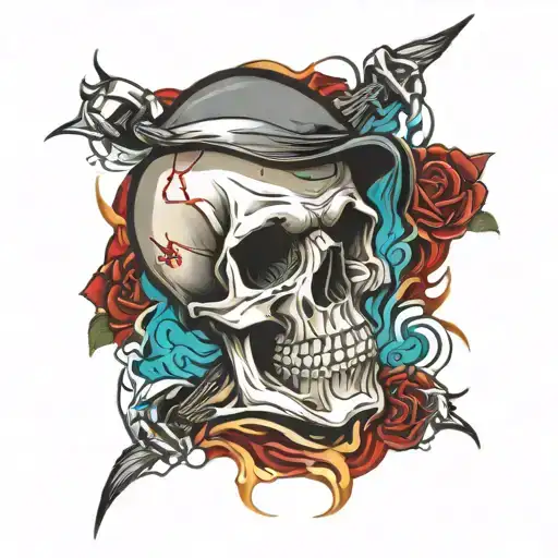 Skull, Mma , Family , octagon and blood flowing tattoo design idea