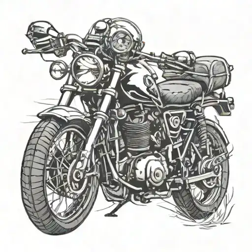 Adventure motorbike with compass surrounded tattoo design idea