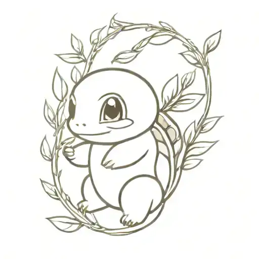 squirtle olive tree intertwined tattoo design idea