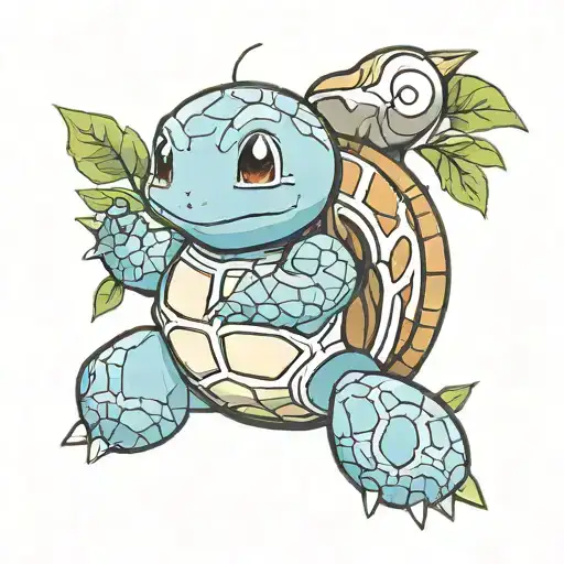 squirtle olive branch tattoo design idea