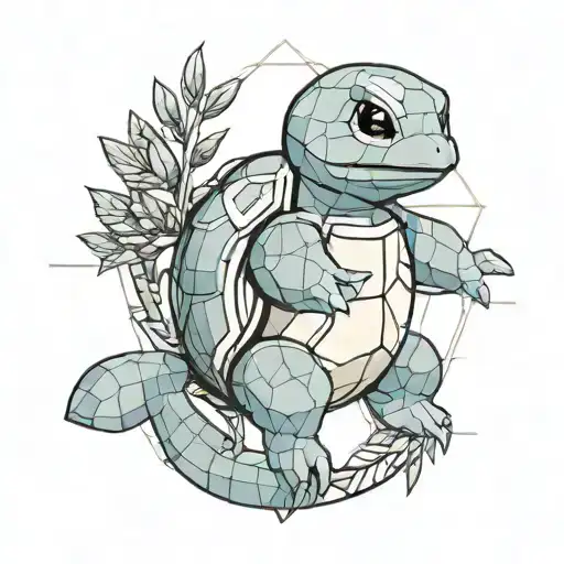 squirtle holding an olive branch tattoo design idea