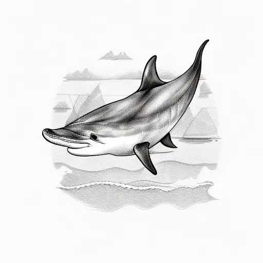 A chef's knife and a swimming dolphin intertwined tattoo design idea