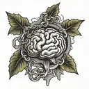 A tattoo design of a brain with a broken chain, symbolizing the client's journey through PTSD and overcoming mental health challenges tattoo design idea