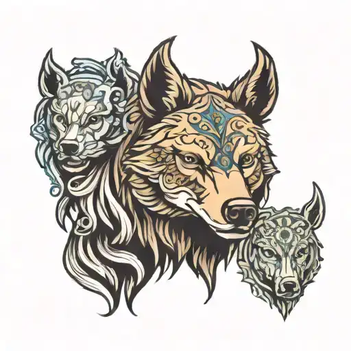 bear, deer, wolf head tattoo design idea