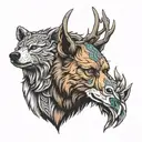 bear, deer, wolf head tattoo design idea