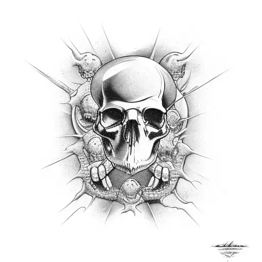 serotonin with skulls tattoo design idea