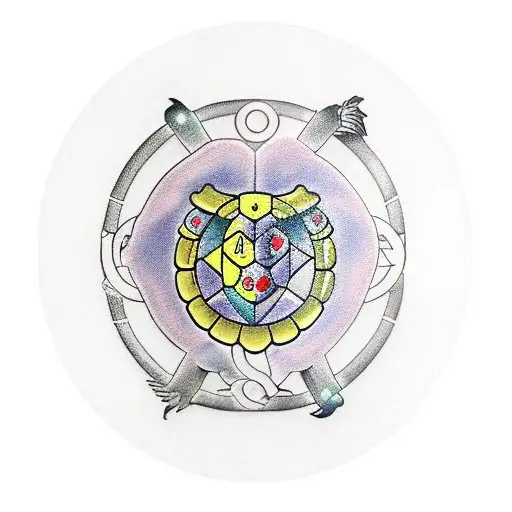 Cancer zodiac symbol inside a turtle tattoo design idea