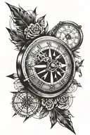 arrow,compass and clock face tattoo design idea