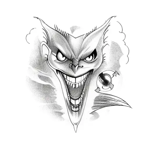 A film projector projecting a movie reel with a vampire and phoenix intertwined in the film tattoo design idea