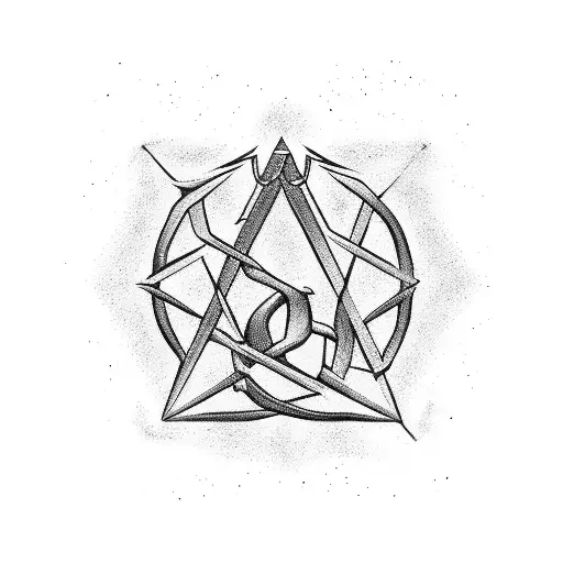 Sickle sulphur alchemy symbol tattoo design idea