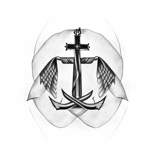 christian cross with anchor croatian flag and angel tattoo design idea