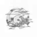 japanese cloud moon sun tattoo design idea