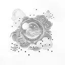 japanese cloud moon sun tattoo design idea