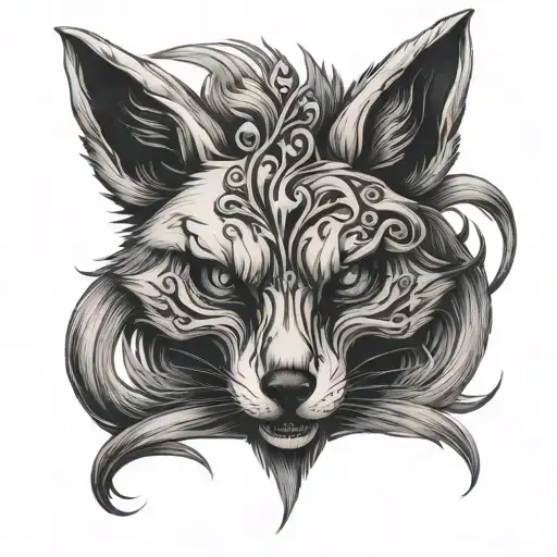 skull fox tattoo design idea