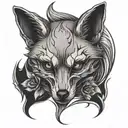 skull fox tattoo design idea