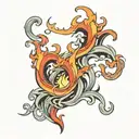 flame tattoo design for man burning hot raging flame single flame multicolour slim tall sleek design colourful masculine tattoo design idea