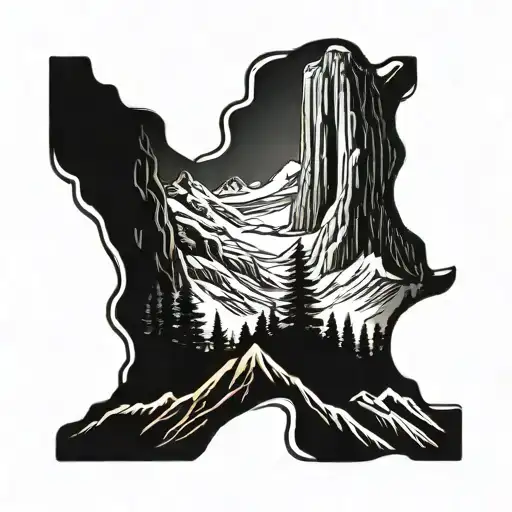 A frisbee flying over the silhouette of the Flatiron Mountains tattoo design idea