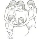 mother with 3 kids daugther design   tattoo design idea