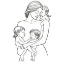 mother with 3 kids daugther design   tattoo design idea