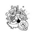 cartoon log, spanner and sunglasses memorial  tattoo design idea