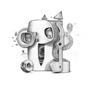 cartoon log, spanner and sunglasses memorial  tattoo design idea