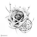rose with barbed wire tattoo design idea
