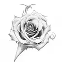 rose with barbed wire tattoo design idea