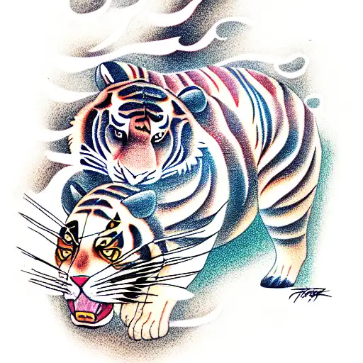 fat tiger that looks more like bread than like tiger tattoo design idea