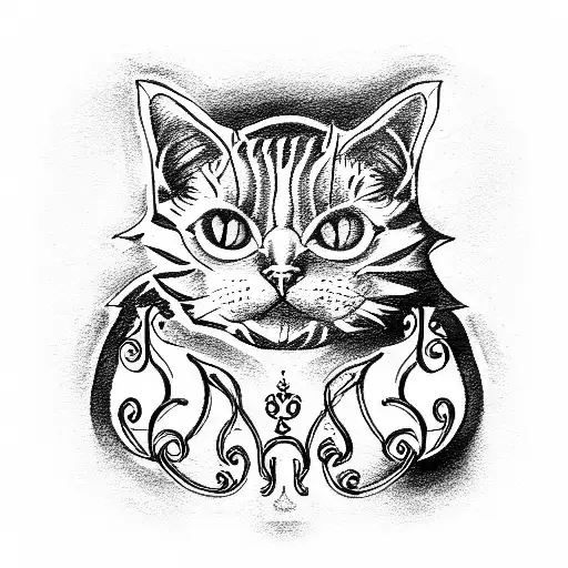 master and margarita bulgakov style behemoth cat tattoo design idea