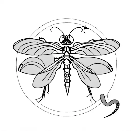 dragonfly, koala, platypus, wombat, possum and wallaby in a lagoon tattoo design idea