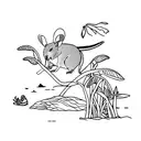 dragonfly, koala, platypus, wombat, possum and wallaby in a lagoon tattoo design idea