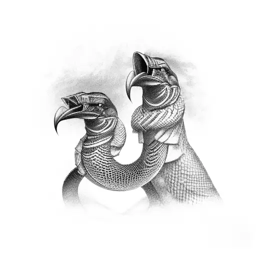 A king cobra and a crow facing each other in a fierce battle tattoo design idea