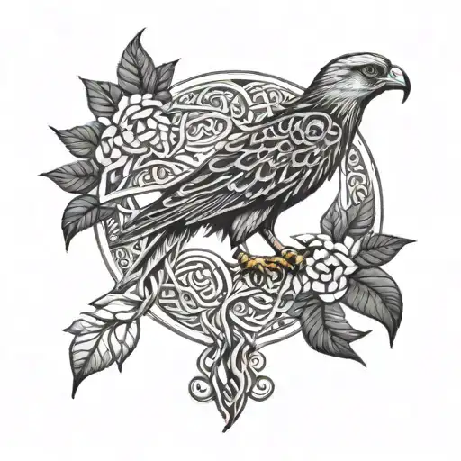 polish falcon Celtic tree of life tattoo design idea