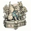 realistic rabbit dressed a George washington monument tattoo design idea