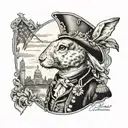 realistic rabbit dressed a George washington monument tattoo design idea
